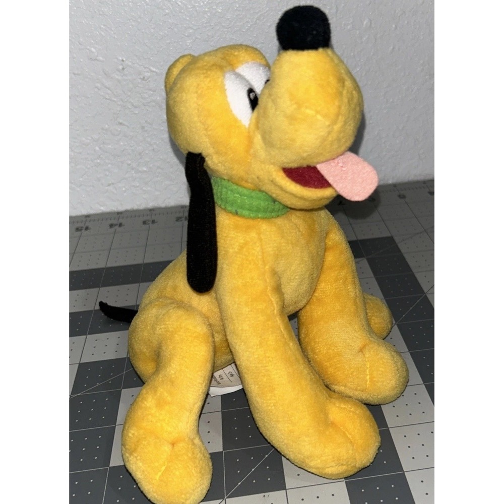 Just Play Disney Pluto Dog 7" Sitting Plush‎ Stuffed Animal Green Collar
